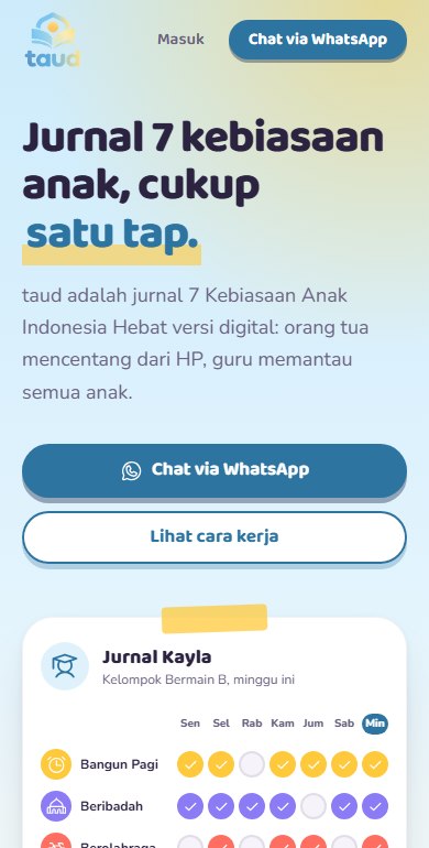 Beranda taud di layar HP, dengan judul Jurnal 7 kebiasaan anak, cukup satu tap